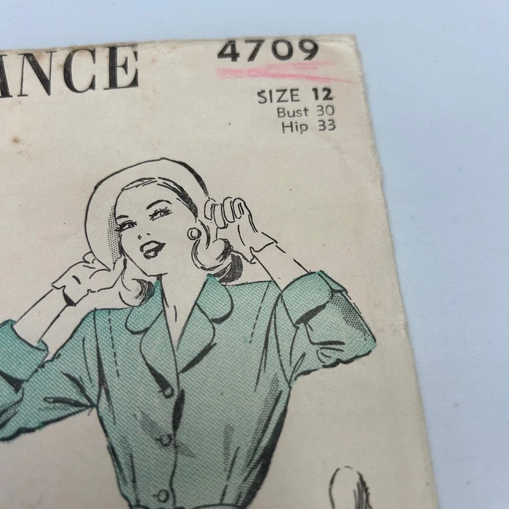 Advance Vintage 1940's Pattern #4709‎ Women's Dress Size 12